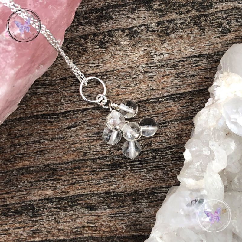 Clear Quartz Cluster April Birthstone Necklace
